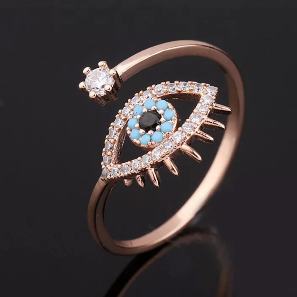 CZ rose gold plated Protective eye ring. NWT